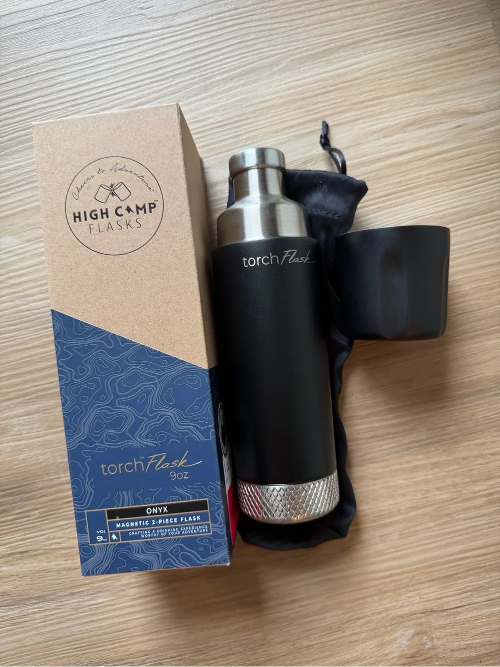 High Camp Flasks Torch Flask 9 oz Onyx Black
